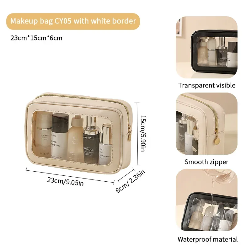 nouvelle trousse de maquillage en pvc transparente, sac de rangement polyvalent grande capacité, étanche, portable pour l'extérieur