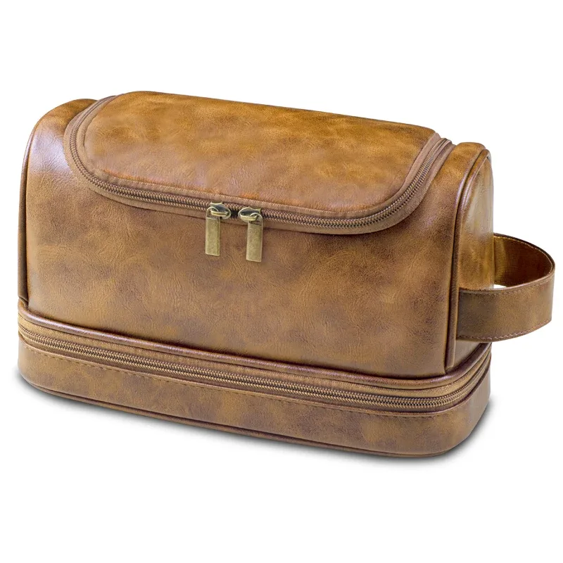 grands sacs de voyage cosmétiques de toilette suspendus pour hommes et femmes, sacs de voyage en cuir avec crochet suspendu, sacs de rasage pour salle de bain