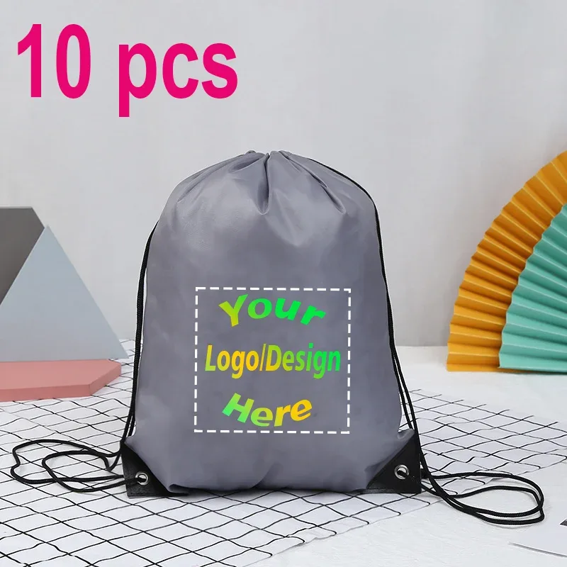 sac à dos personnalisé avec proximité wstring, sac de voyage en plein air, de dehors, d'entraînement, de chaussures de bug astique, impression de logo, cadeau personnalisé, 10 pièces/lot