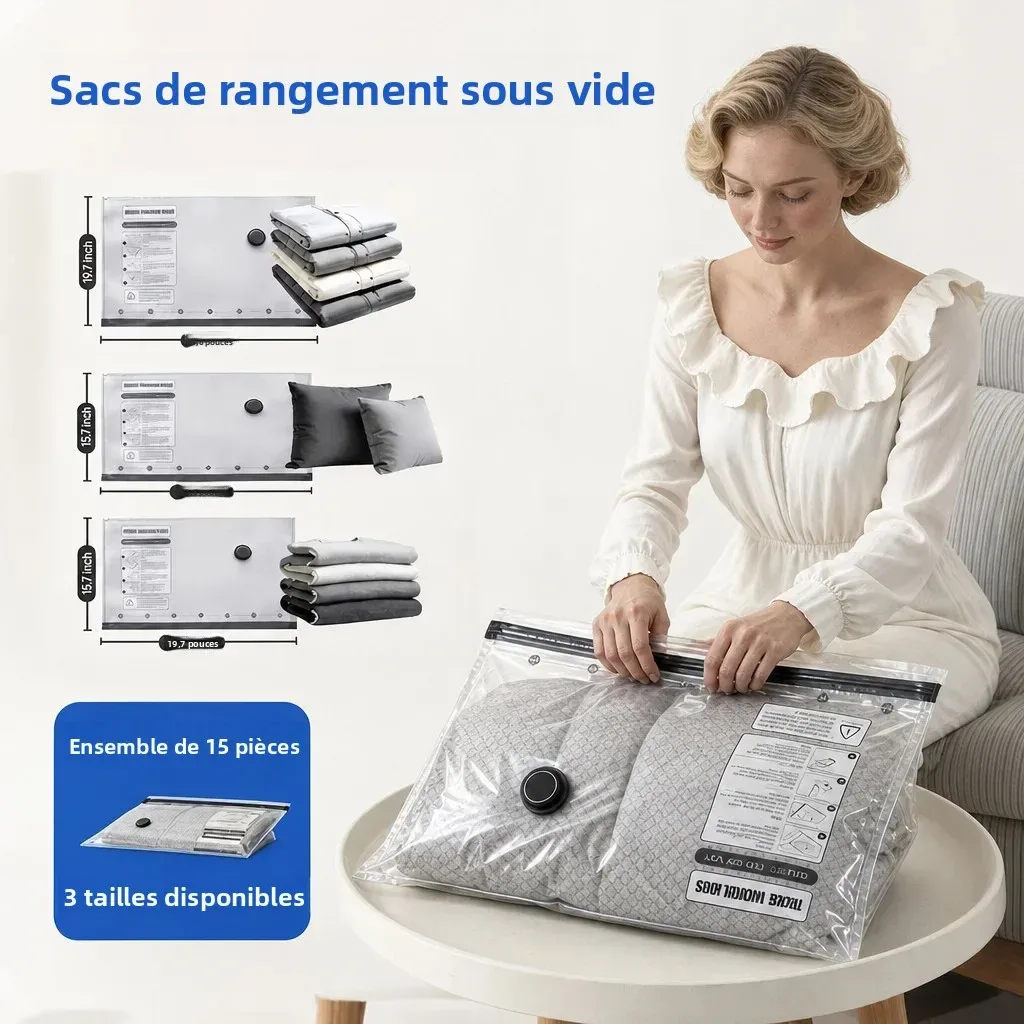 pompe electrique sacs compression vide nylon anti dechirure voyage rangement, maison gain place reutilisable kit organisateur emballage 4 pieces grande capacite anti moisi portatif compact accessoires camping