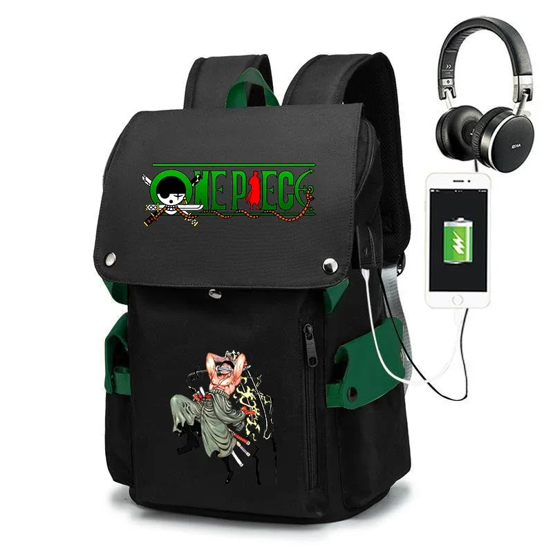 sac à dos d'école imprimé one piece zoro, sac à dos décontracté de grande capacité, sac de voyage pour enfants et adolescents