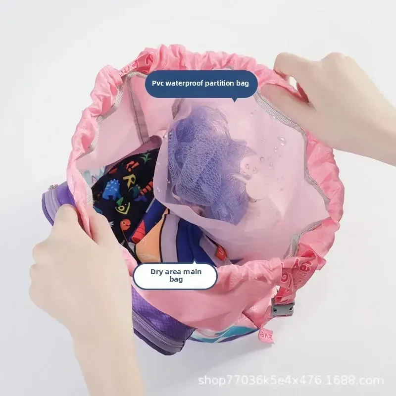 sac de natation pour enfants étudiant mignon dessin animé double épaule sac à dos poche mâle femme séparation étanche stockage b