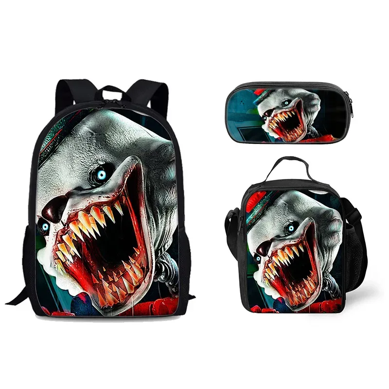 sac à dos tendance et populaire avec impression 3d frankie, ensemble de 3 pièces pour étudiants : sac à dos pour ordinateur portable, sac à déjeuner et trousse.