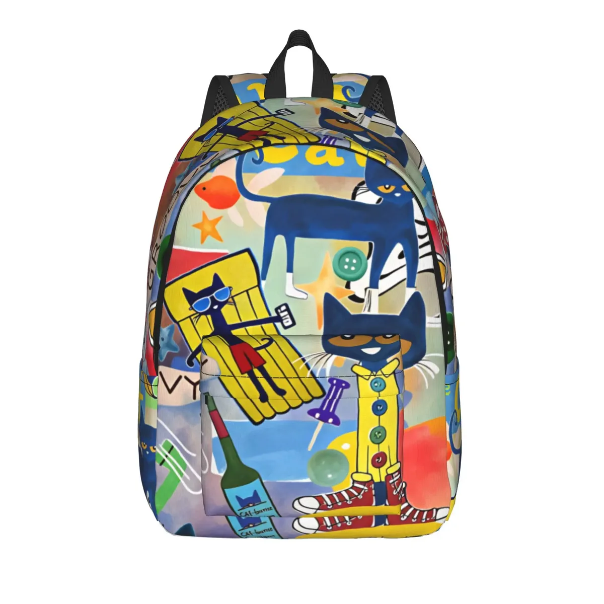 sac à dos pete the cat i love my white shoes pour garçon, en polyester, grand sac à dos esthétique pour l'école secondaire, idéal pour l'entraînement