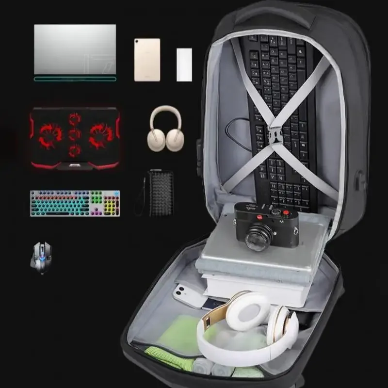 sac pour ordinateur portable de grande capacité, sac à dos à coque rigide pour casque de sport électronique pour moto, sac à dos antivol pour voyage d'affaires de 18 pouces