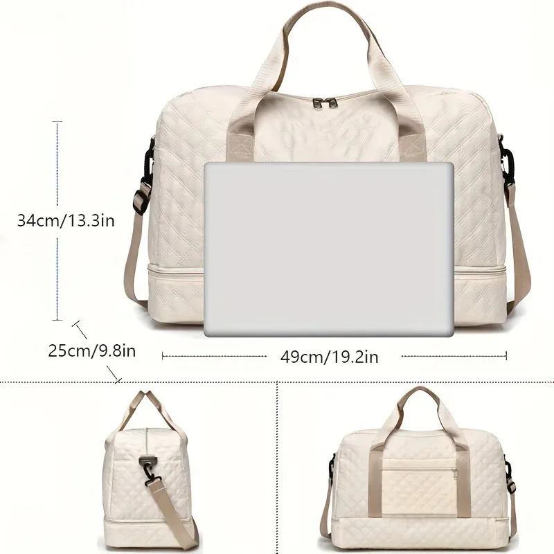 sac de voyage décontracté en nylon, grande capacité pour le sport et le fitness, sac de week-end portable à plusieurs poches pour la nuit.