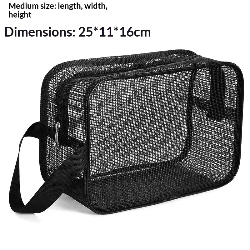 sac de douche en maille respirant, trousse de toilette portable, organisateur de cosmétiques pour la salle de sport, la natation, les voyages et l'usage quotidien des hommes.