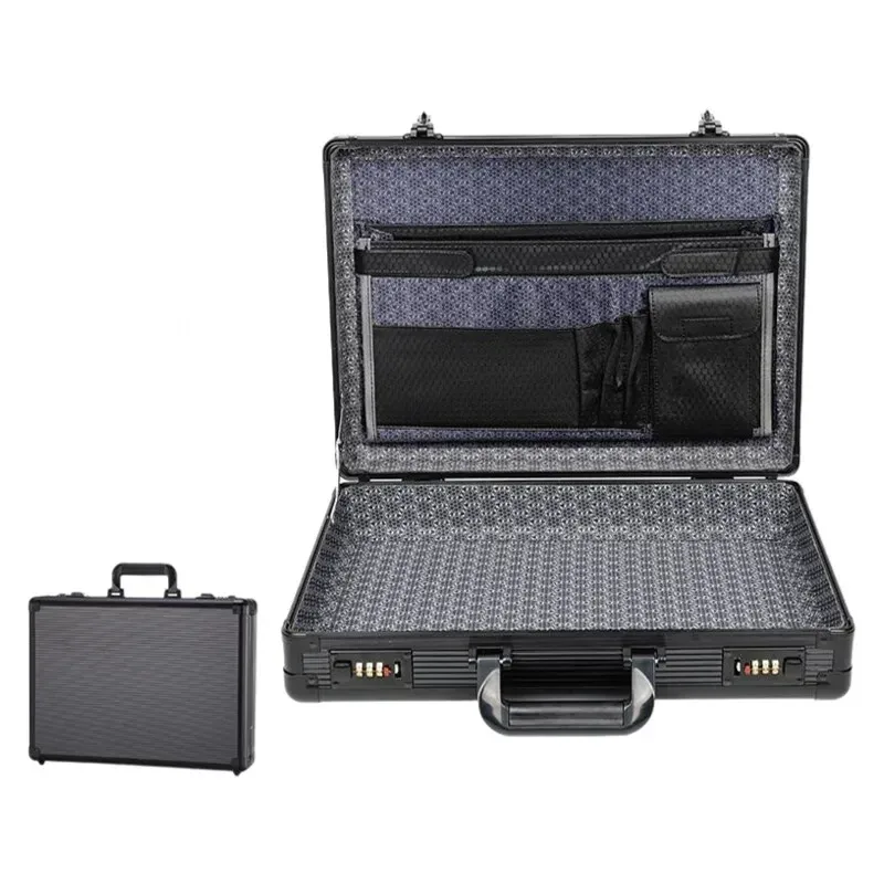 valise pour ordinateur portable avec cadre en aluminium verrouillable - mallette de sécurité portable pour documents - coffre-fort avec serrure à code - étui pour fichiers informatiques