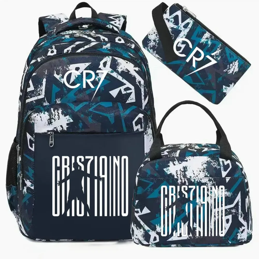 sac à dos pour ordinateur portable cr7, pour femmes et hommes, sacs à dos décontractés pour le sport et le football, sac à dos oxford pour femmes, sac d'école pour hommes, sac de voyage, mochilas 3 pièces