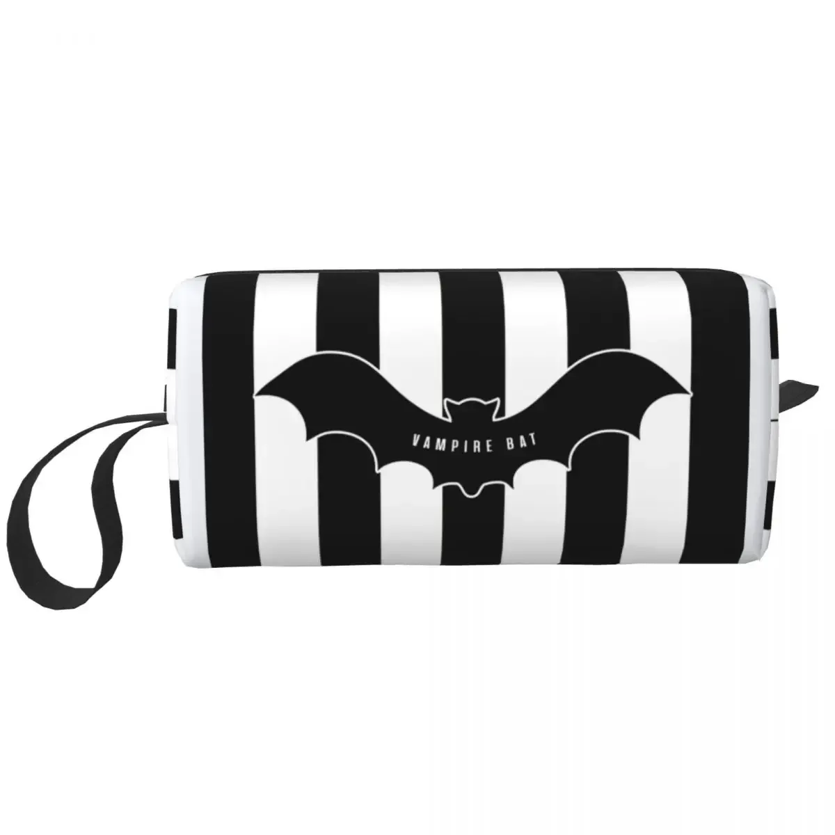 trousse de toilette personnalisée pour femme, chauves-souris enchantées en gris clair sur noir, trousse de maquillage de sorcière occulte gothique, trousse de rangement de beauté dopp