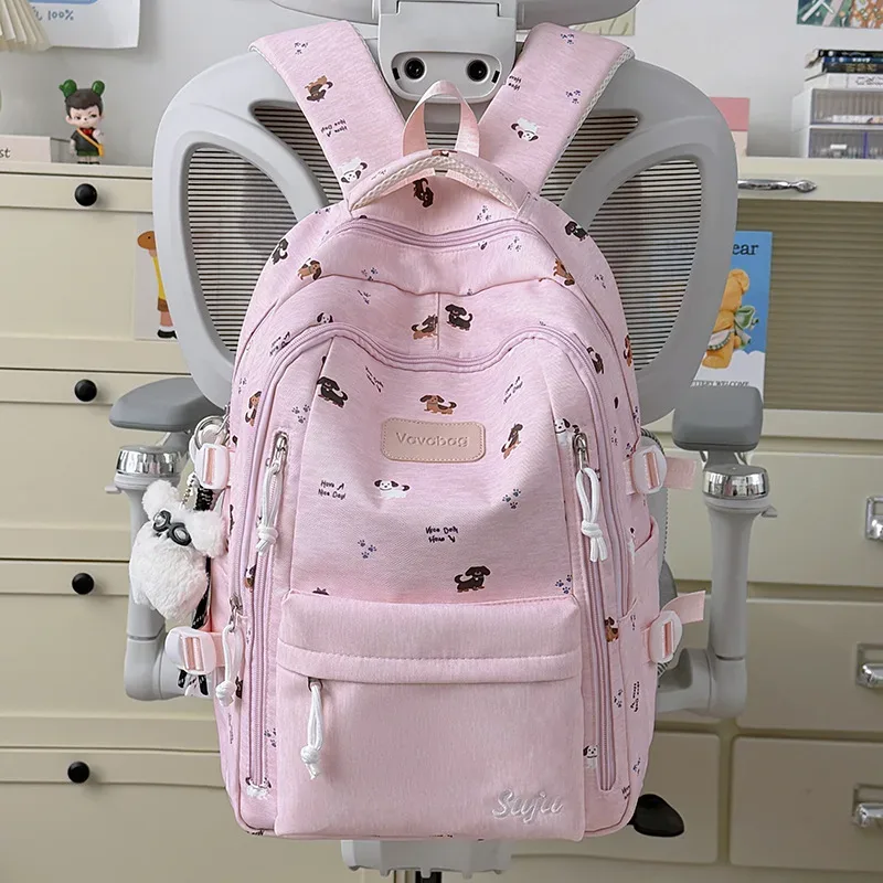 nouveau sac à dos grande capacité imprimé chien de dessin animé, sac à bandoulière pour filles du primaire et du secondaire, sac à dos de voyage pour ordinateur portable, sac d'école