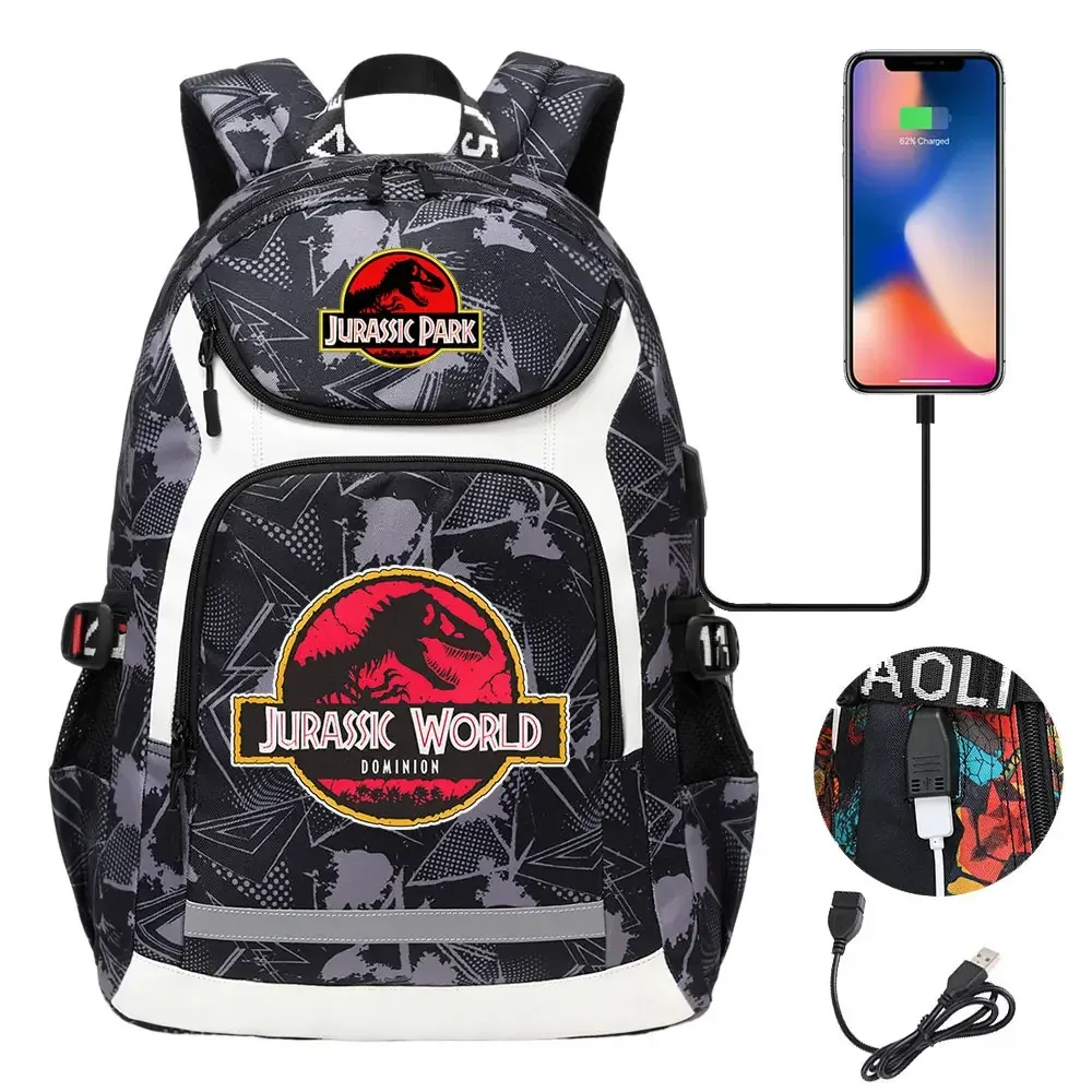 208.assic world park dinosaur school plebags, sacs à dos de voyage pour ordinateur portable, usb, adolescents, femmes, hommes, bol, garçons, enfants