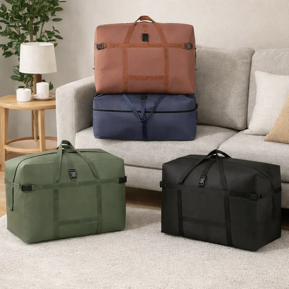 Sac de voyage de grande capacité, imperméable, pliable, sac de déménagement, sac de rangement pour vêtements et couvertures en tissu Oxford, résistant à la poussière