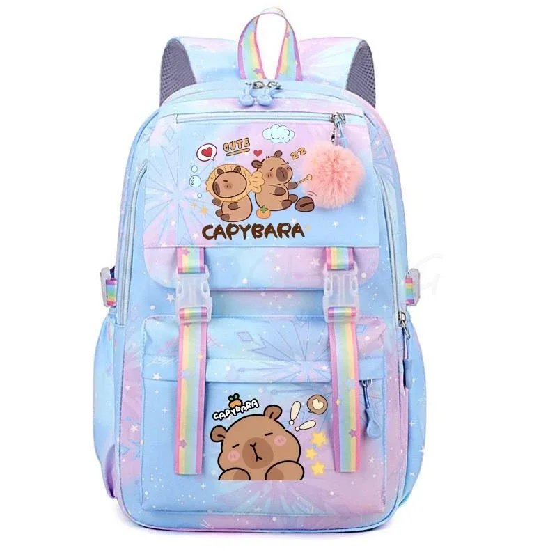 sac à dos de grande capacité imprimé capybara, sac à dos léger et mignon, cartable de dessin animé, sac à dos de voyage décontracté pour fille