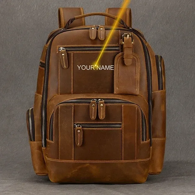 luufan vintage en cuir véritable homme voyage sac à dos fit 15 "ordinateur portable sac à dos en cuir véritable sac d'école grand voyage sac à dos pour homme