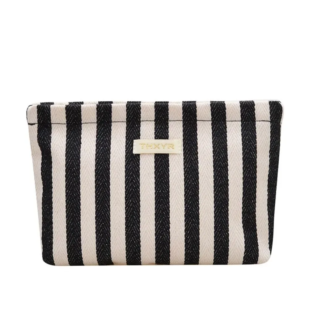 sac à cosmétiques portable à rayures, léger, multifonctionnel, grande capacité, avec fermeture éclair, organiseur de maquillage, pour voyage