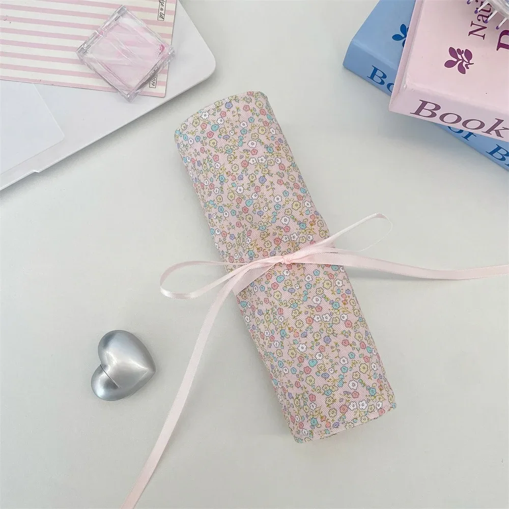 sacs de rangement de cosmétiques en tissu à motifs floraux, étui pour pinceaux de maquillage de grande capacité, sac pour femmes, porte-brosse de voyage, boîte à stylos