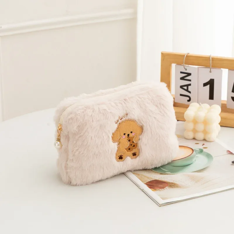 sac à cosmétiques en peluche pour filles, sac de rangement de grande capacité, porte-poudres de maquillage, cadeau pour filles, école coréenne, étudiant