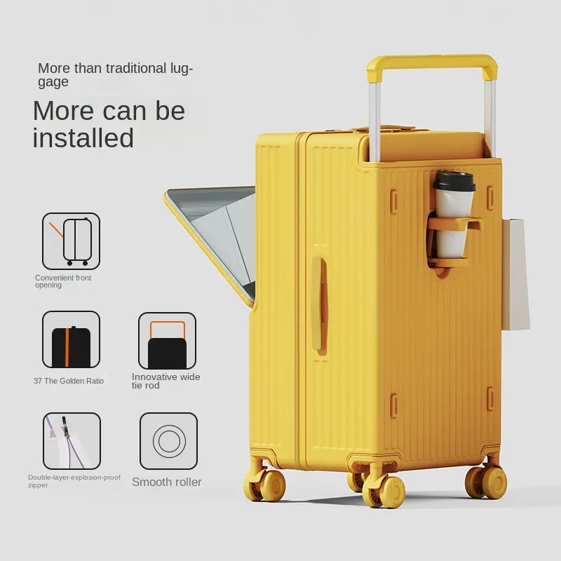 bagage à poignée large avec valise de voyage à ouverture frontale de grande capacité avec boîtier de chariot multifonction 20/28/30 pouces