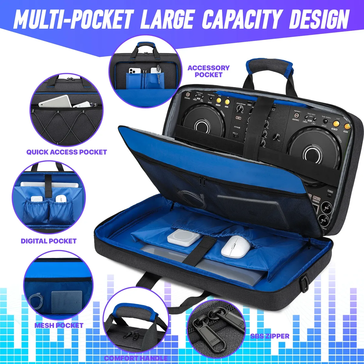 sacs de rangement rembourrés pour contrôleur dj portable, protection pour dj compatible ddj-400 ddj-flx4 ddj-rev 1, sac de protection pour platines dj