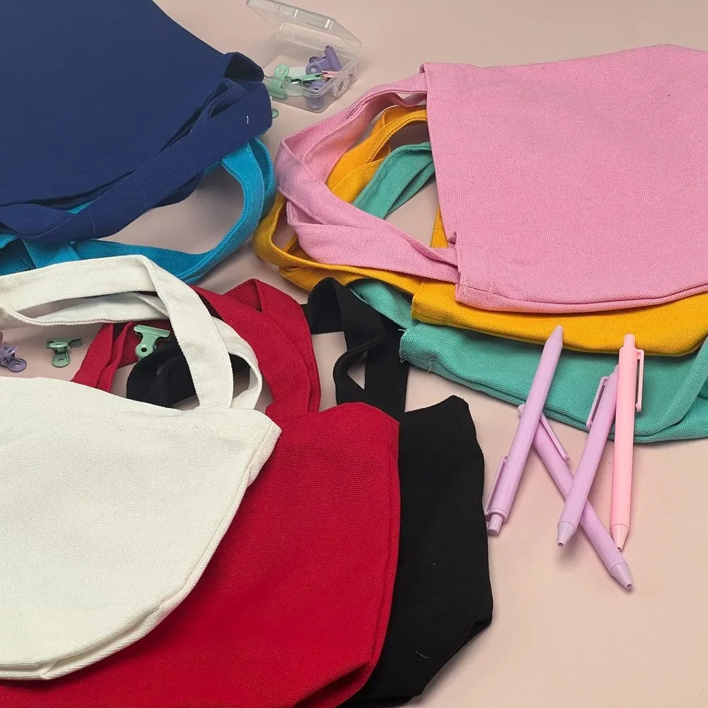 sac fourre-tout en toile de style coréen, sacs de shopping simples de couleur unie, petits sacs à la mode pour le shopping quotidien, sac à main pliable décontracté