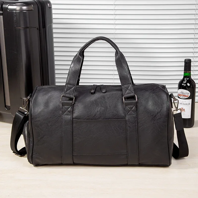 sac de voyage en cuir pour homme avec compartiment à chaussures, durable, grande capacité, sac de voyage pour week-end, pour avion, salle de sport