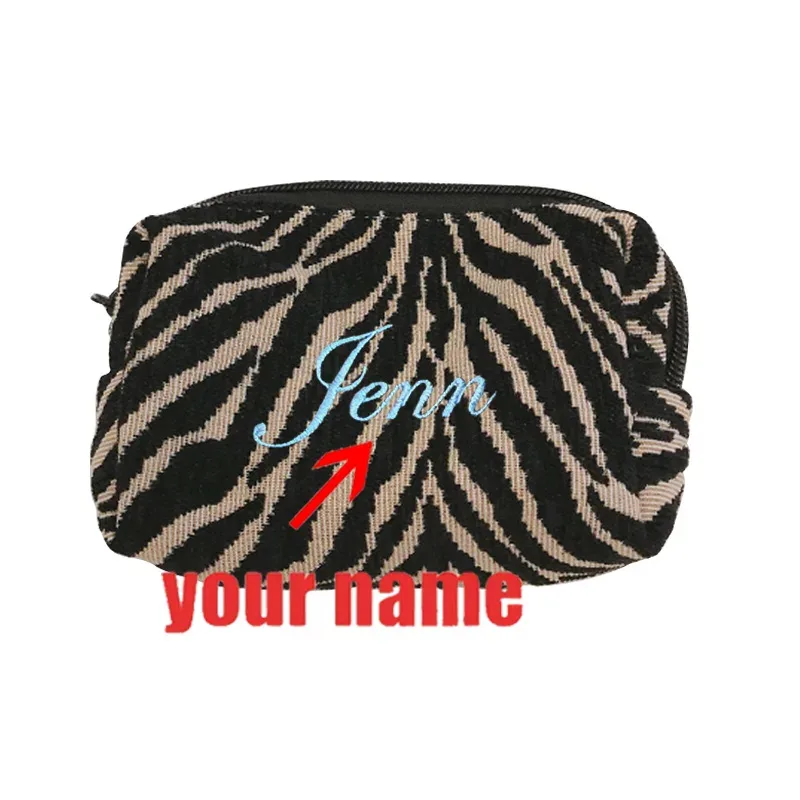 sac à cosmétiques personnalisé avec broderie de nom, imprimé léopard, sac à maquillage à fermeture éclair, cadeaux de mariage, sac de voyage pour femme, demoiselle d'honneur