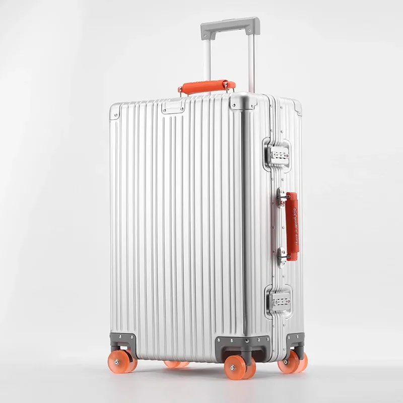 valise en alliage d'aluminium et de magnésium, grande capacité, avec serrure à combinaison, roulettes transparentes, valise à roulettes pour affaires