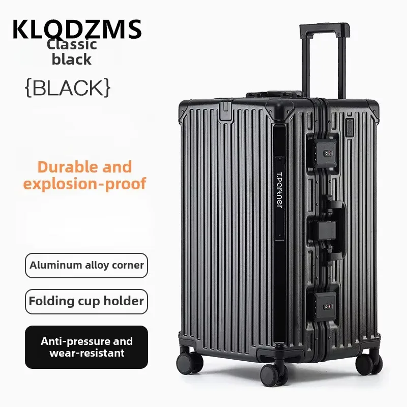 klqdzms valise à cadre en aluminium 26 "29" 32 pouces boîtier de chariot de grande capacité type de chariot sac de voyage boîte de mot de passe pour femmes bagage de cabine