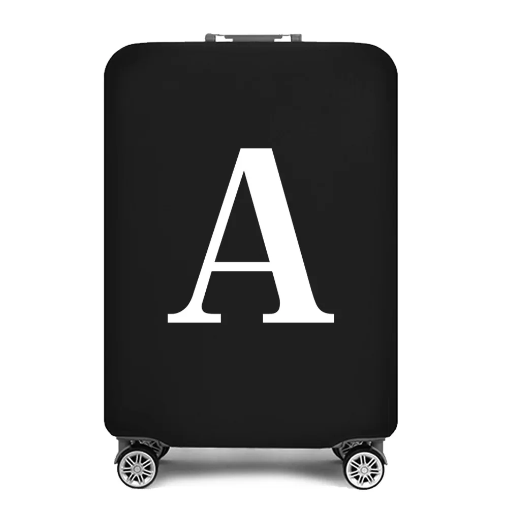 housse de protection pour bagages, housse de protection pour valise de 18 à 28 pouces, accessoires de voyage, 26 lettres blanches imprimées, housse anti-poussière élastique