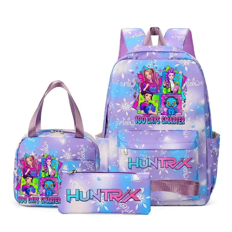 ensemble de 3 sacs à dos kpop demon hunters, sac d'école, sac à déjeuner, trousse à crayons, cadeau de rentrée scolaire pour fille, mochila de loisirs, sacs de voyage pour adolescents