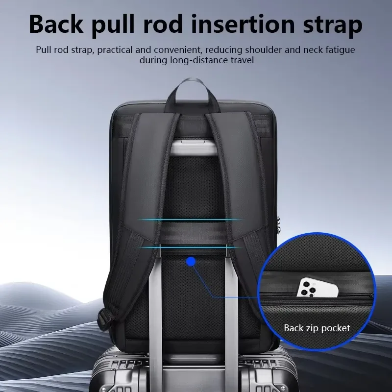 sac à dos étanche pour ordinateur portable pour homme, antivol tsa, coque rigide, sac d'affaires de luxe, pack de jeu, chargement usb, 16.1 pouces