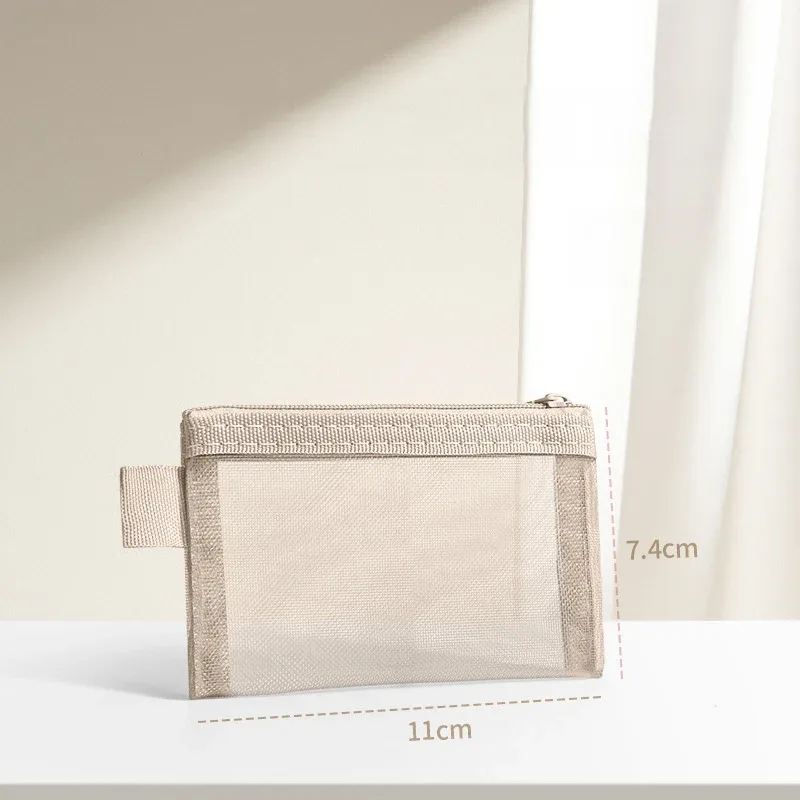 1 pièce nouvelle mini pochette de rangement portable en maille carrée avec fermeture éclair, porte-monnaie de voyage