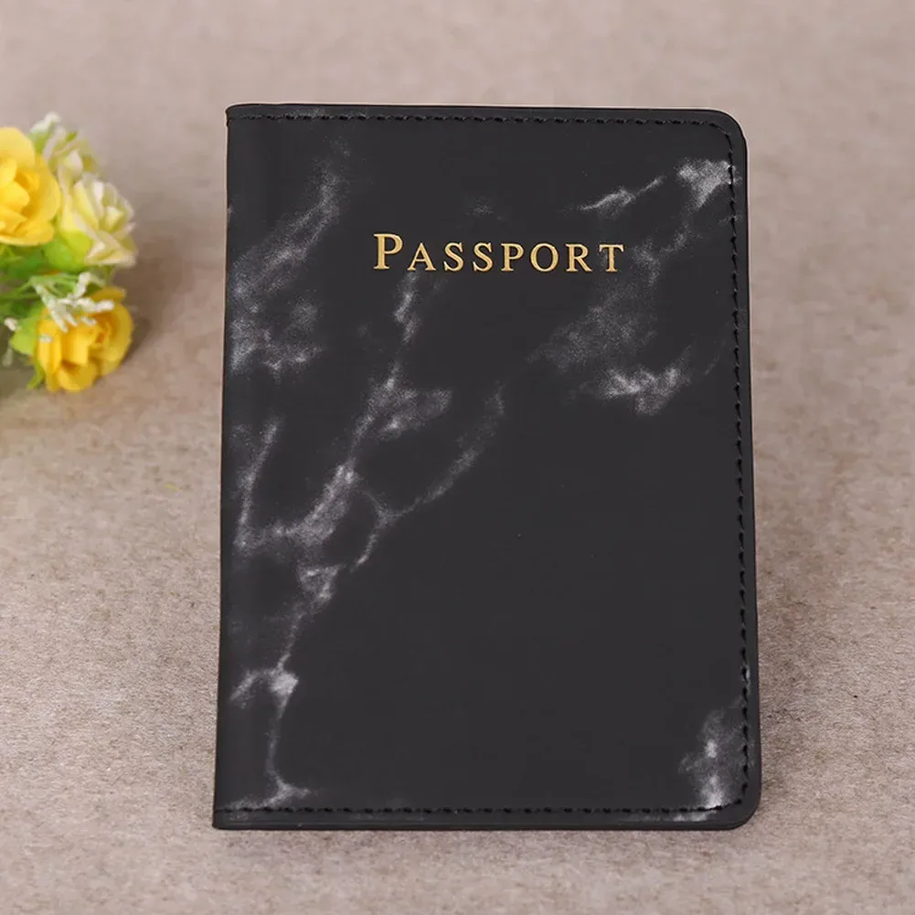 couverture de passeport en cuir pu pour femmes et hommes, style marbre, carte d'identité de voyage, porte-passeport, billet de protection, pochette portefeuille