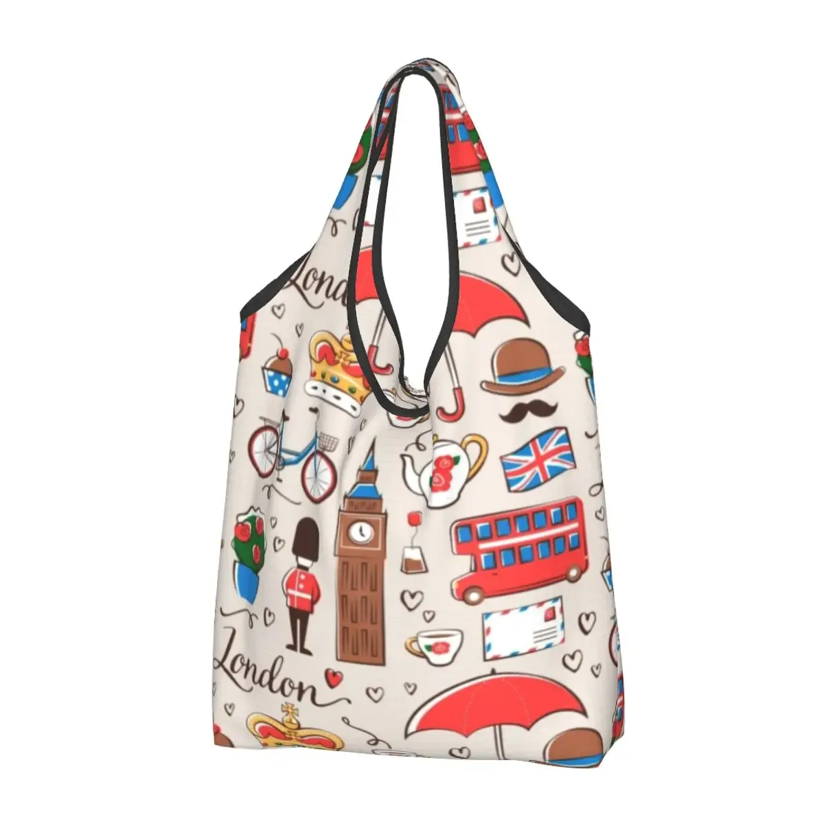sac fourre-tout portable britannique sensation red bus, btfashion, vintage, royaume-uni, londres, symdockers shopping, épicerie, sac initié
