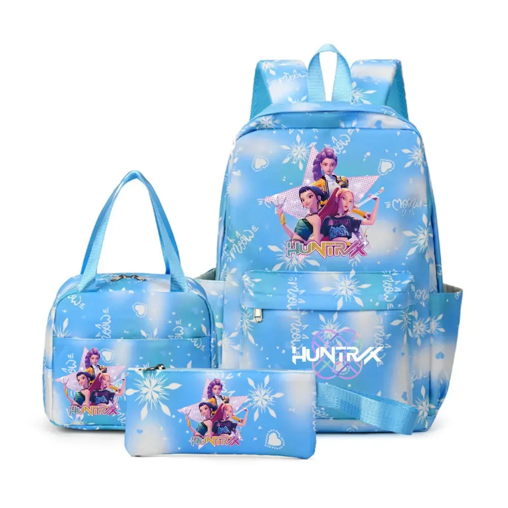 sacs d'école imprimés kpop demon hunters pour femmes et filles, 3 pièces/ensembles, avec sacs à lunch, cartable coloré pour étudiants garçons et filles