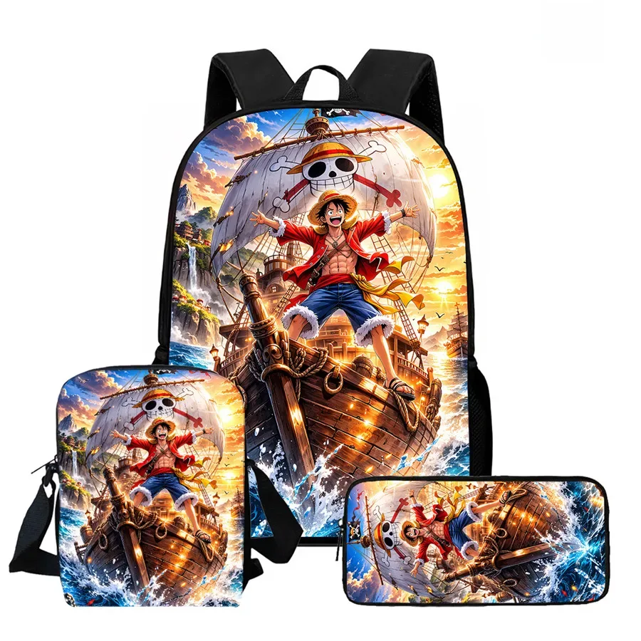 ensemble de 3 sacs à dos scolaires légers one piece avec sac bandoulière et trousse à crayons, sac à dos unisexe pour garçons et filles de 6 à 10 ans