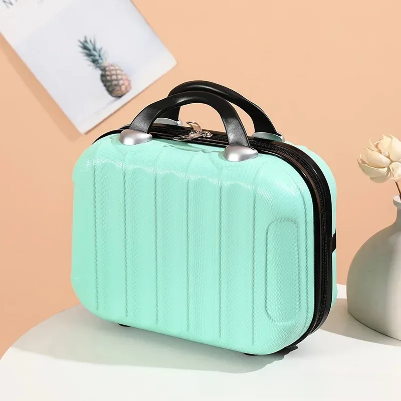 sac de maquillage de voyage pour femmes de 14 pouces, mini valise compacte en plastique abs, design uni, idéal pour un usage personnel