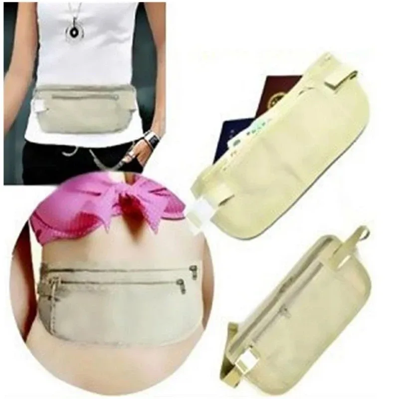 sac de taille invisible pour passeport de voyage, pochette de ceinture d'argent, portefeuille de sécurité caché, sac de rangement de cadeau, support de téléphone de sport