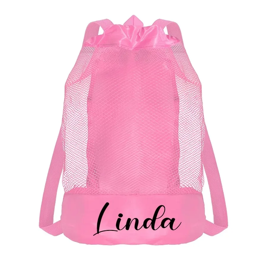 sac de plage personnalisé en filet avec cordon de serrage, sac à dos de rangement pour jouets de natation pour enfants, sac cadeau personnalisé pour les voyages d'été en bord de mer