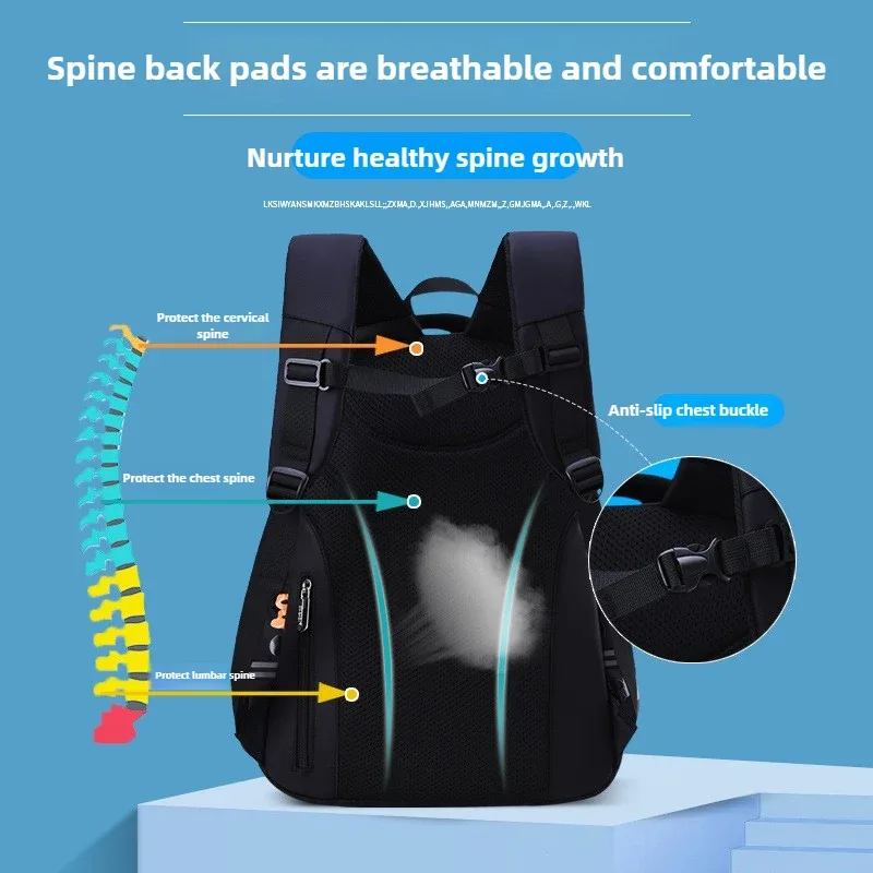 sac à dos d'école pour garçons de grande capacité, léger et respirant, pour collège élémentaire, nouveau design de sac à dos décontracté pour enfants