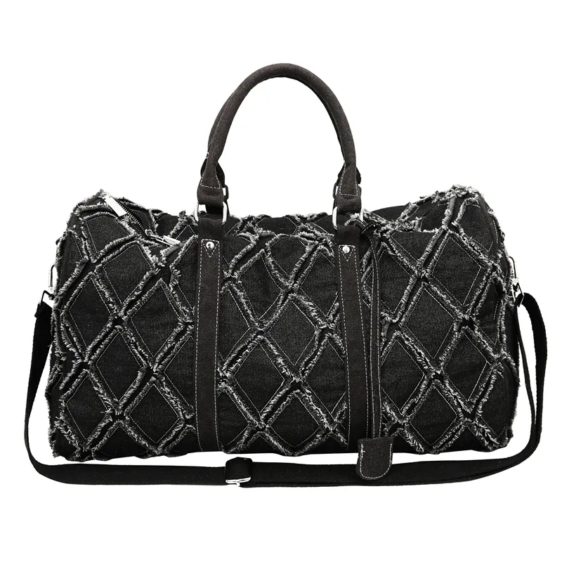 sac de sport en denim sac de voyage tendance sac à bandoulière unisexe sac de sport décontracté avec un design déchiré unique grande capacité utilisation polyvalente