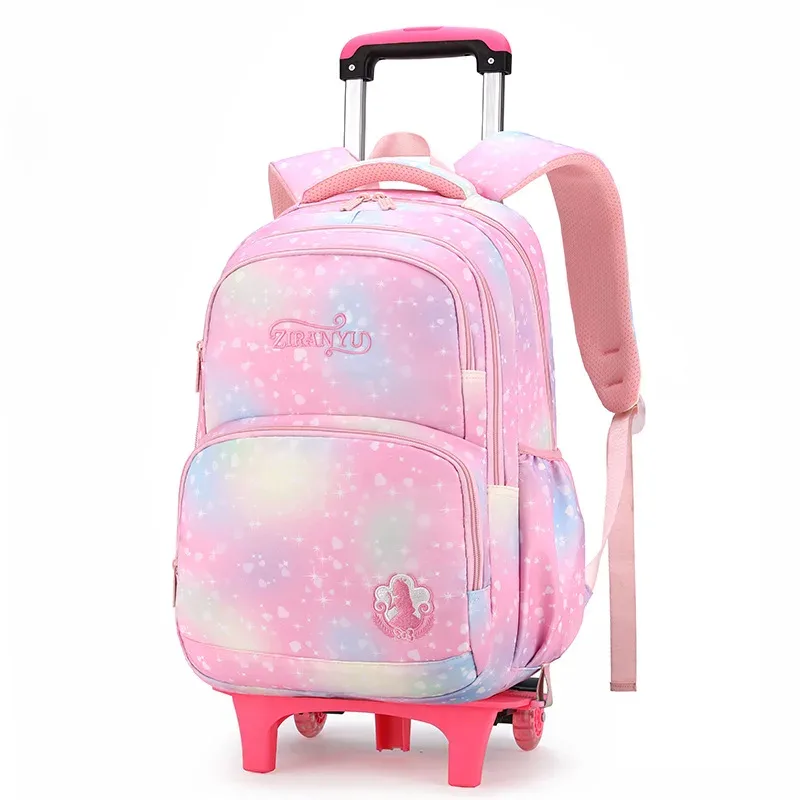 sac à dos pour enfants avec roulettes sacs d'école pour filles sac à roulettes mignon cartable princesse sac à dos à roulettes sacs à livres pour enfants