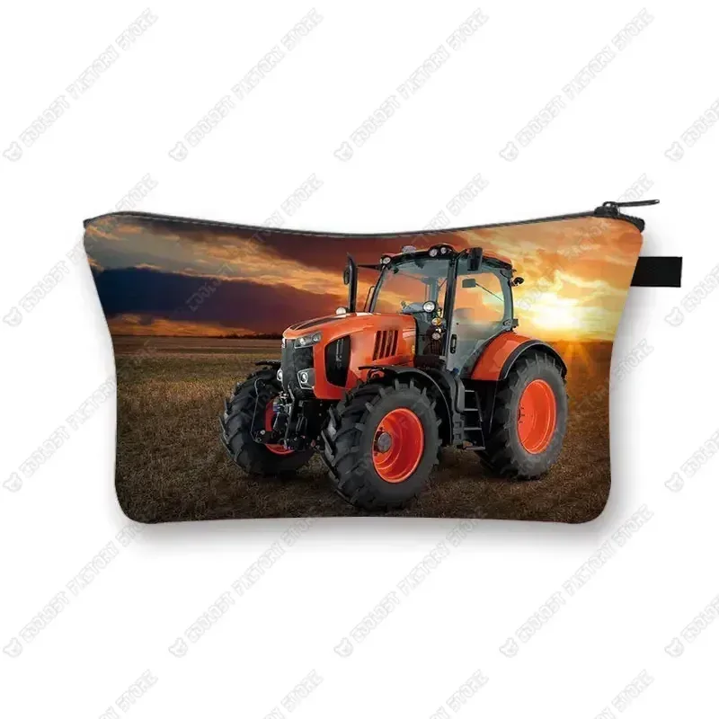 trousse de maquillage de ferme pour femme, jeu avec le tracteur, boîte de maquillage, stockage de poudres, portefeuille pour femme, étui cosmétique, récolte