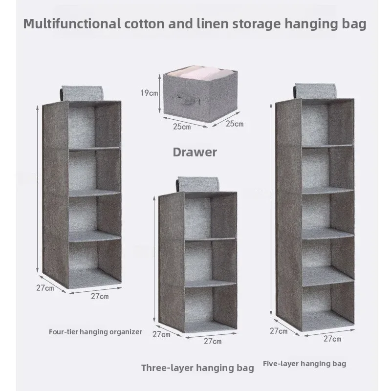 Sac de rangement suspendu pliable, organisateur de garde-robe multi-couches pour vêtements, sous-vêtements, chaussures, rangement moderne minimaliste pour la chambre à coucher