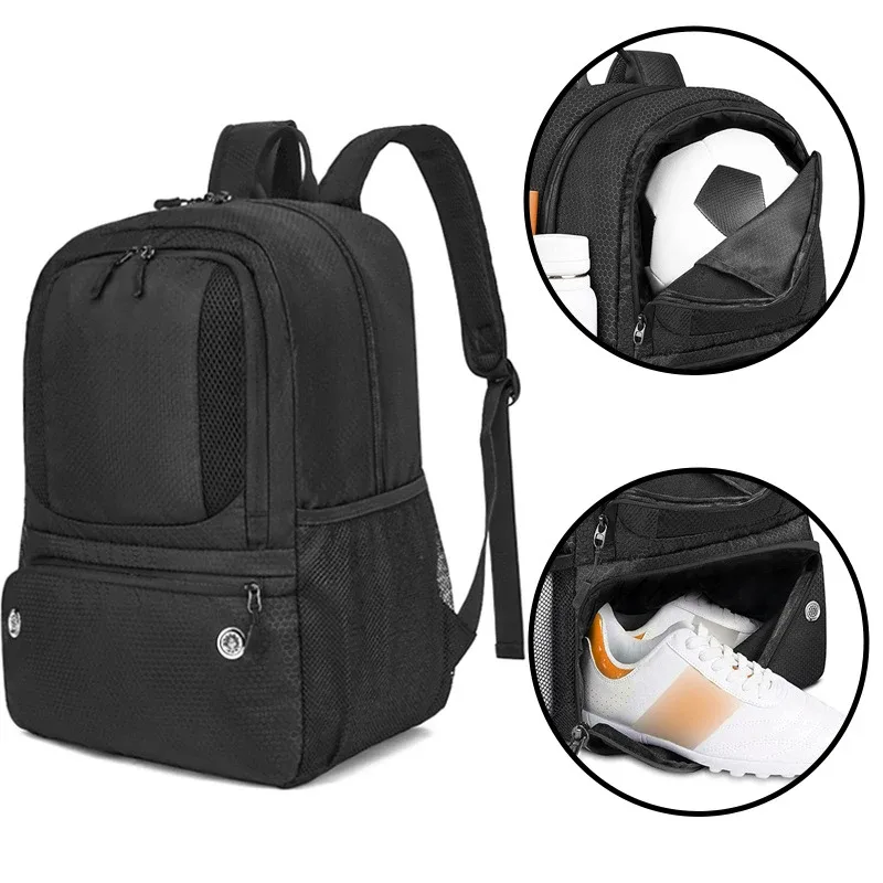 sac à dos de sport multifonctionnel, sac de matériel de football avec compartiment à chaussures indépendant, sacs à dos de voyage légers et imperméables pour l'extérieur