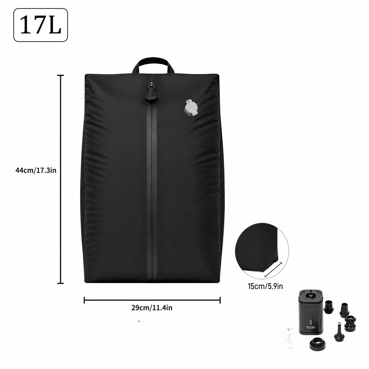 sacs de rangement étanches ip67 17l, cube de compression en polyester tpu pour vêtements, organisateur de valise avec fermeture éclair, réutilisables et antihumidité, pour linge de maison, avec pompe électrique incluse