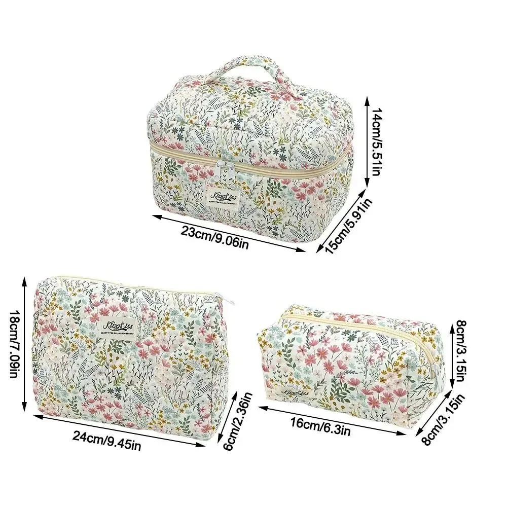 trousse de maquillage matelassée en coton imprimé floral, plusieurs tailles, sac à cosmétiques multifonctionnel imprimé léopard, pochettes à main de voyage