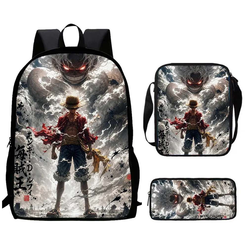 sac à dos scolaire one piece 15 pouces, 3 pièces, léger et durable, avec sac bandoulière et trousse à crayons pour garçons et filles de 6 à 10 ans