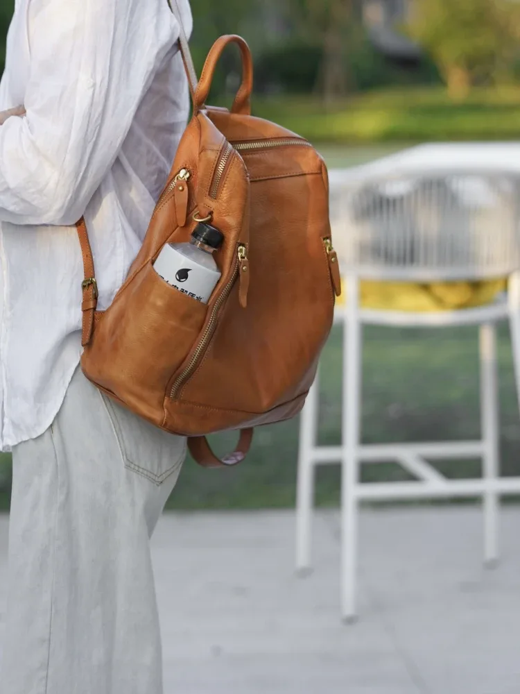PNDME créateurs de mode à la main en cuir véritable dames sacs à dos week-end voyage fête luxe en cuir de vache cartable pour femmes